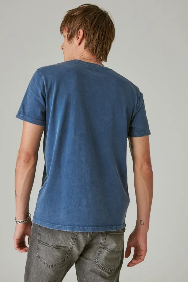 Lucky Brand Rolling Stones Metal Dark Denim Men Graphic Tees