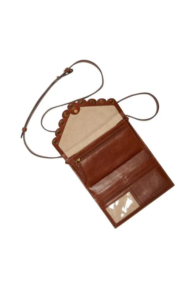 Lucky Brand Ruth Scalloped Crossbody Bag Dark Brown Women Handbags