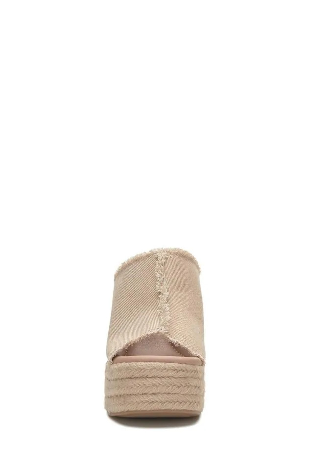 Lucky Brand Scippio Denim Wedge Mule Light Brown Women Shoes