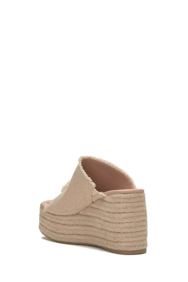 Lucky Brand Scippio Denim Wedge Mule Light Brown Women Shoes