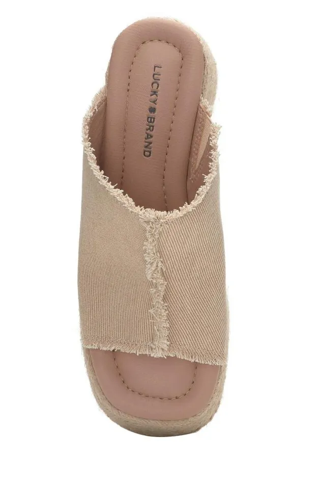 Lucky Brand Scippio Denim Wedge Mule Light Brown Women Shoes