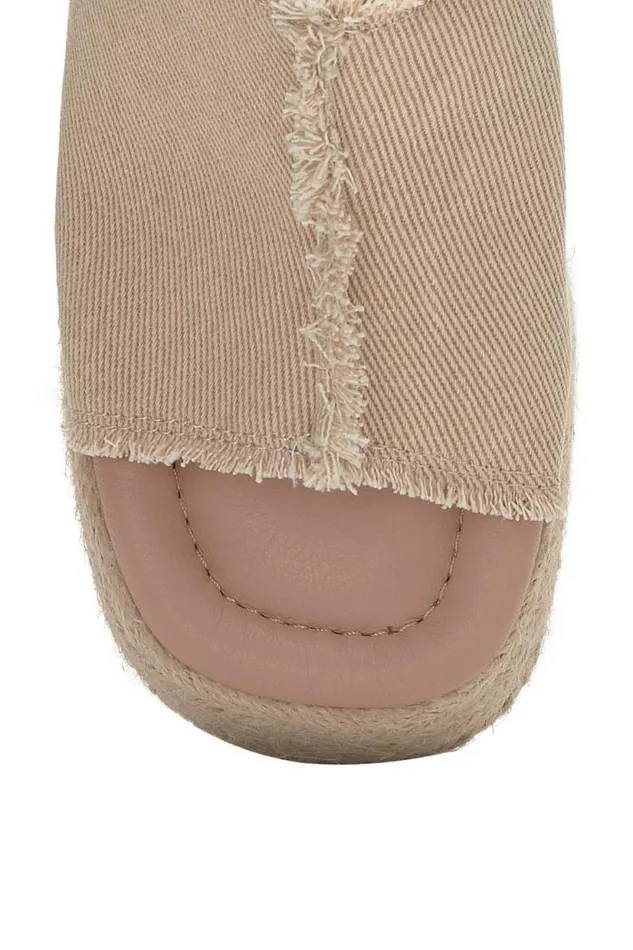 Lucky Brand Scippio Denim Wedge Mule Light Brown Women Shoes