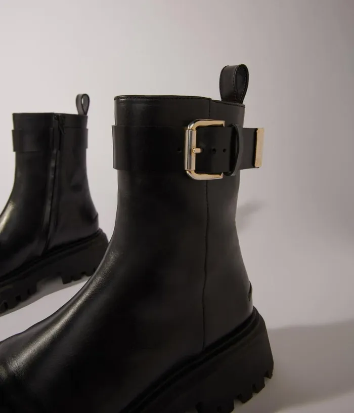 Maje Leather Ankle Boots With Buckles Women Booties and Boots