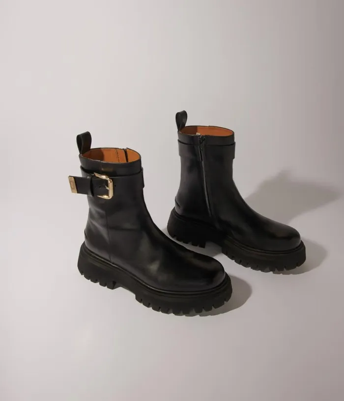 Maje Leather Ankle Boots With Buckles Women Booties and Boots
