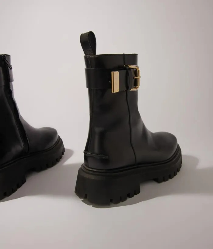Maje Leather Ankle Boots With Buckles Women Booties and Boots