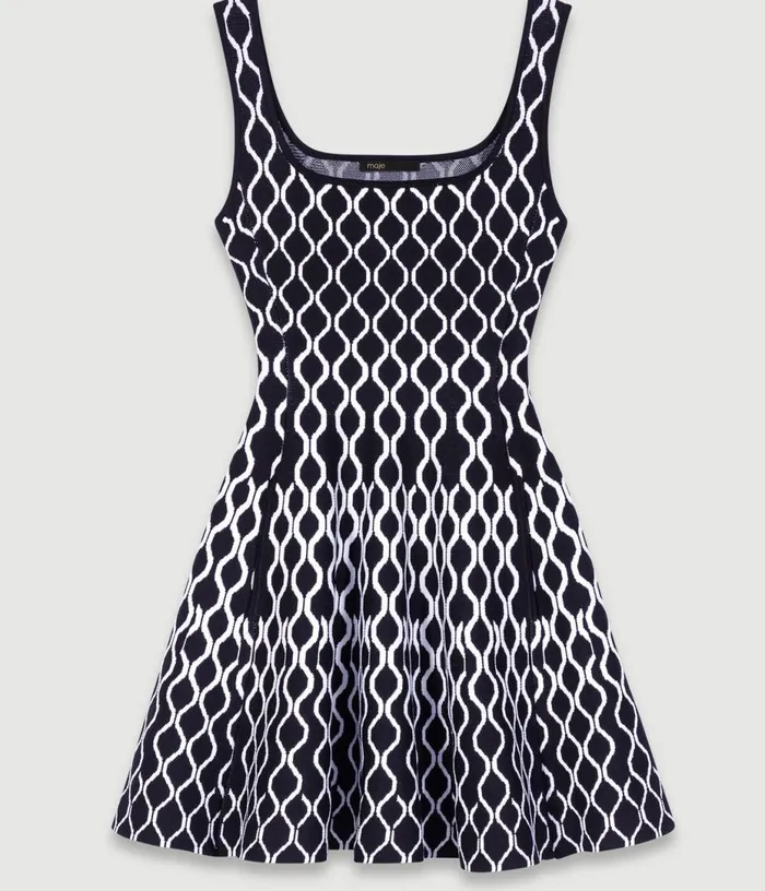 Maje Short Patterned Knit Dress Women Dresses