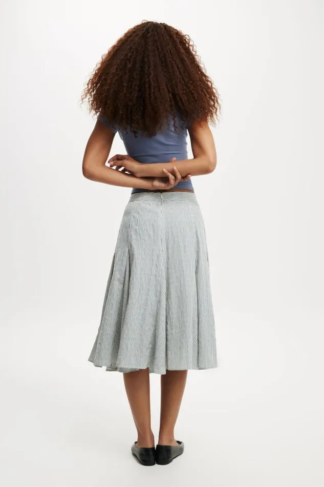 Margot Godet Midi Skirt Leni Stripe Blue Ecru Women Cotton On Skirts