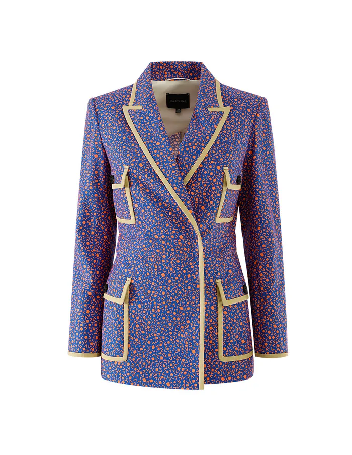 MARYLING Blazers CONTRAST TRIM FLAP POCKET BLAZER Mix 8211 Women