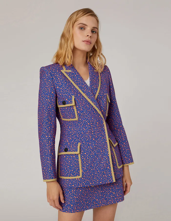 MARYLING Blazers CONTRAST TRIM FLAP POCKET BLAZER Mix 8211 Women