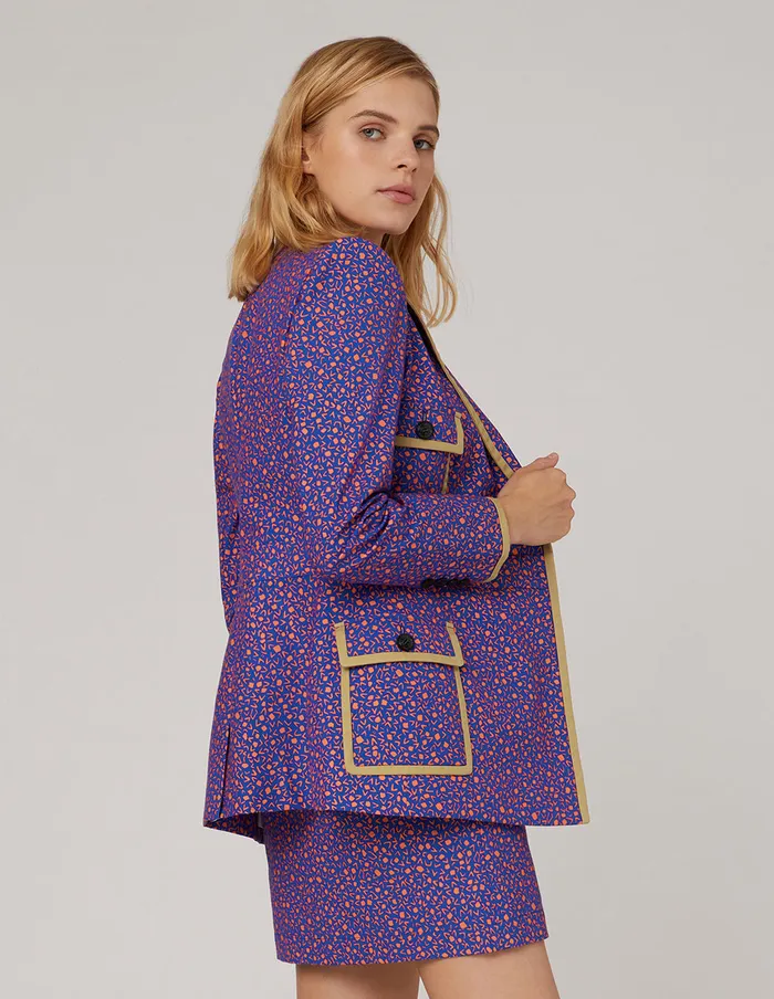 MARYLING Blazers CONTRAST TRIM FLAP POCKET BLAZER Mix 8211 Women