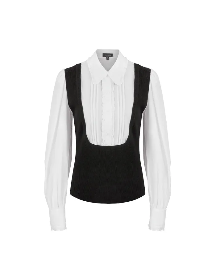 MARYLING Knitwear Black And White Contrasting Needlework Blouse Black And White 8211 Women MARYLING Knitwear Black And White Contrasting Needlework Blouse Black And White 8211 Women