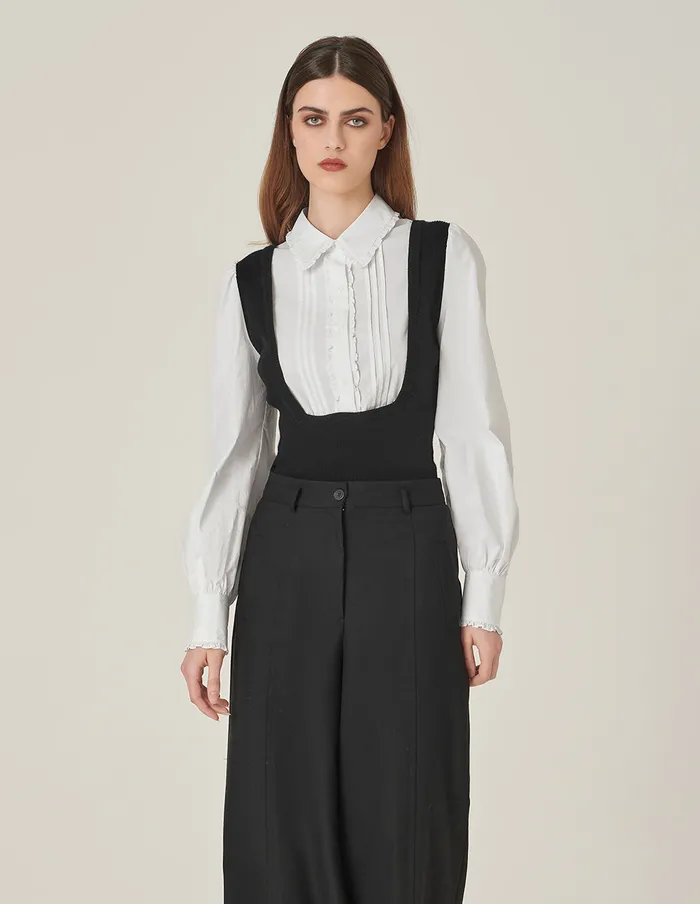 MARYLING Knitwear Black And White Contrasting Needlework Blouse Black And White 8211 Women MARYLING Knitwear Black And White Contrasting Needlework Blouse Black And White 8211 Women