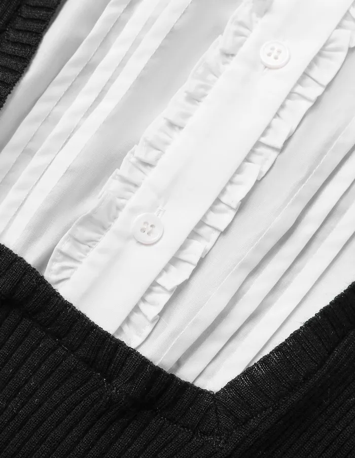 MARYLING Knitwear Black And White Contrasting Needlework Blouse Black And White 8211 Women MARYLING Knitwear Black And White Contrasting Needlework Blouse Black And White 8211 Women