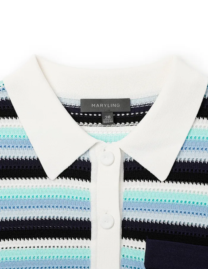 MARYLING Knitwear BlueGreen Striped Knit Pullover Mix 8211 Women