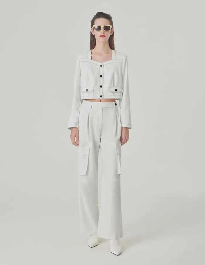 MARYLING Pants and Shorts Relaxed Fit StraightLeg Trousers With Pockets Snow 8211 Women MARYLING Pants and Shorts Relaxed Fit StraightLeg Trousers With Pockets Snow 8211 Women