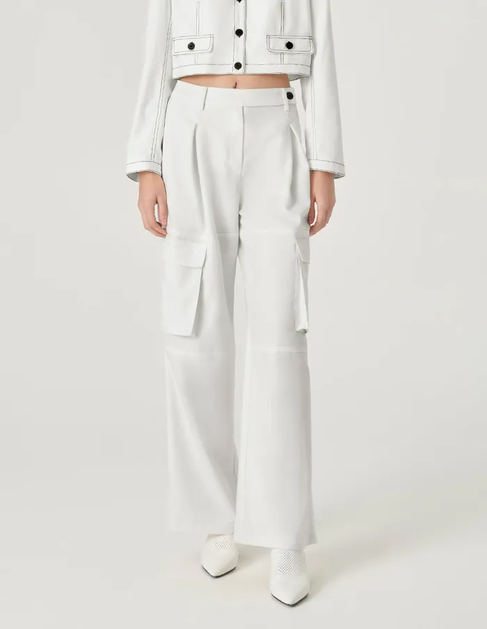 MARYLING Pants and Shorts Relaxed Fit StraightLeg Trousers With Pockets Snow 8211 Women MARYLING Pants and Shorts Relaxed Fit StraightLeg Trousers With Pockets Snow 8211 Women