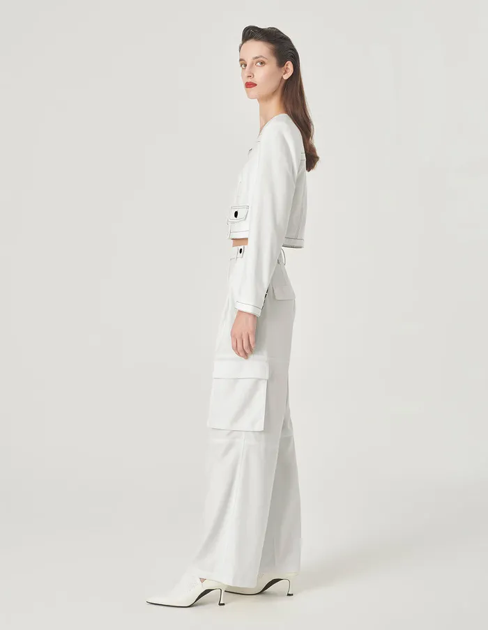 MARYLING Pants and Shorts Relaxed Fit StraightLeg Trousers With Pockets Snow 8211 Women MARYLING Pants and Shorts Relaxed Fit StraightLeg Trousers With Pockets Snow 8211 Women