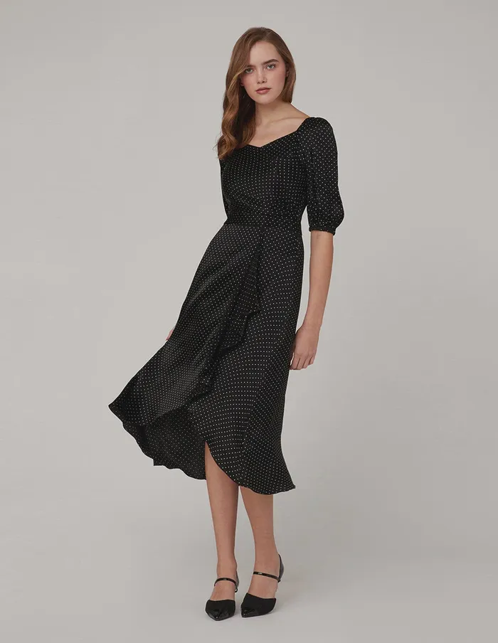 MARYLING Printed Dress V Neck Black Polka Dot Dress Mix 8211 Women