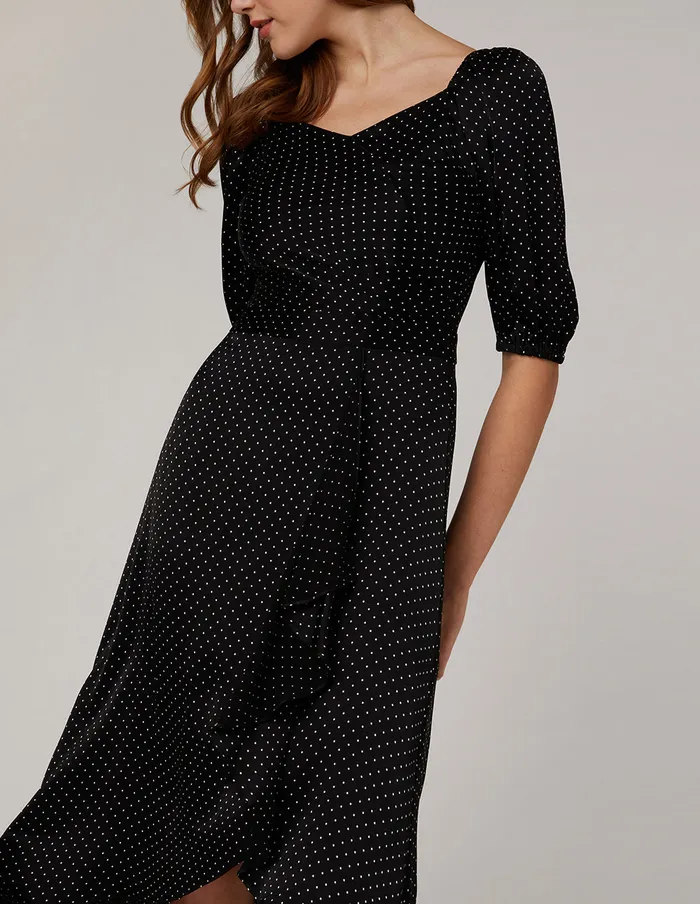 MARYLING Printed Dress V Neck Black Polka Dot Dress Mix 8211 Women
