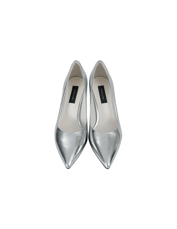 MARYLING Shoes Silver Leather Stiletto Heels Grey 8211 Women MARYLING Shoes Silver Leather Stiletto Heels Grey 8211 Women