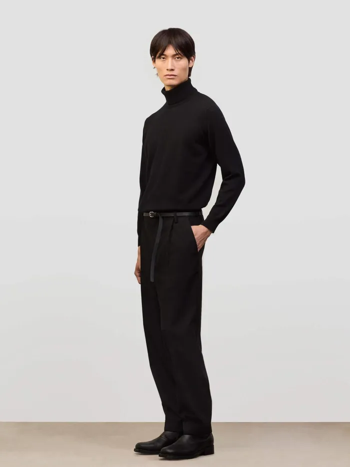 Men Begg X Co Loungewear Heriot Roll Collar Cashmere Sweater Black