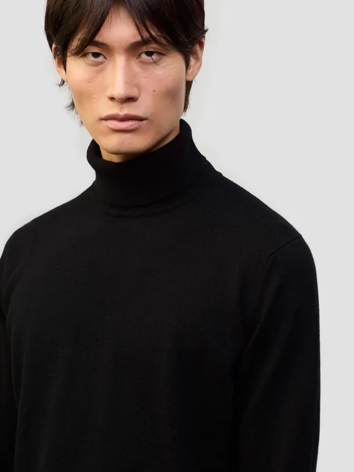 Men Begg X Co Loungewear Heriot Roll Collar Cashmere Sweater Black