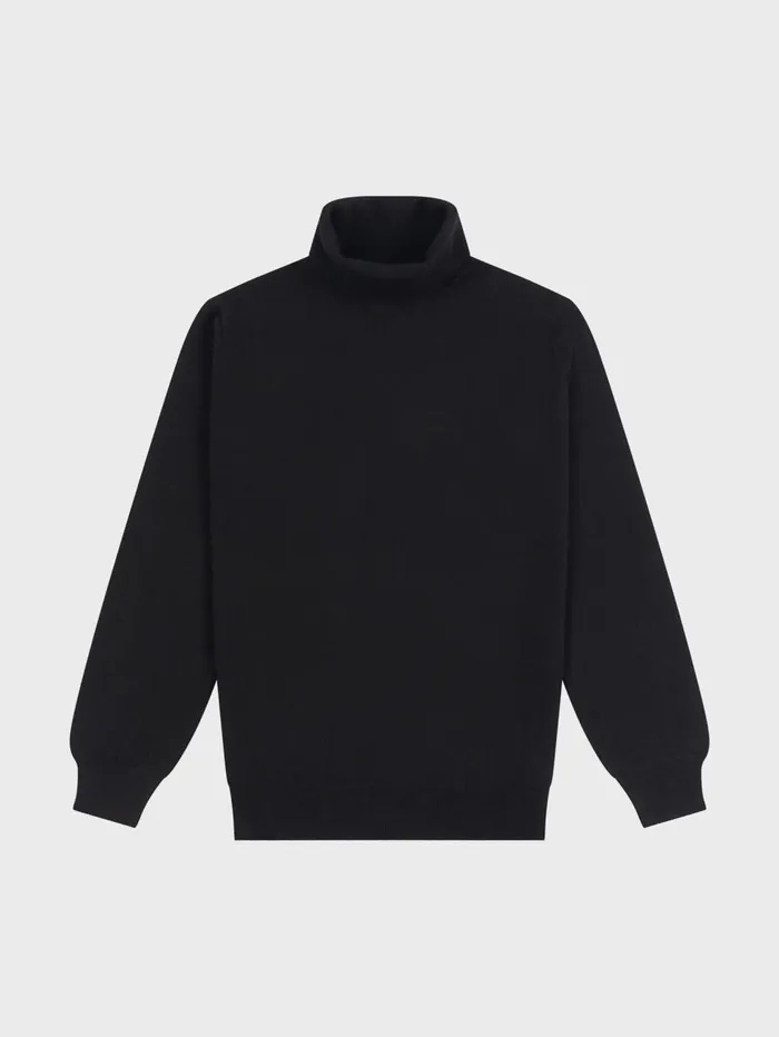 Men Begg X Co Loungewear Heriot Roll Collar Cashmere Sweater Black