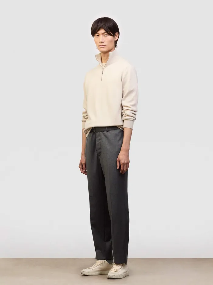 Men Begg X Co Sweaters Heriot Zip Cashmere Sweater Earl Grey