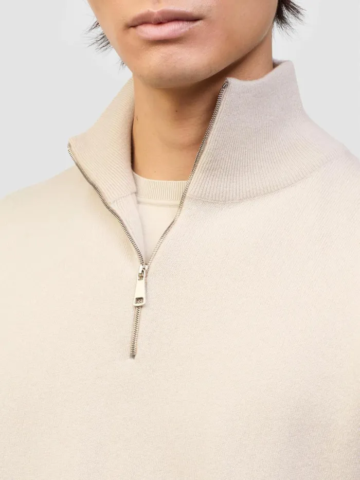 Men Begg X Co Sweaters Heriot Zip Cashmere Sweater Earl Grey