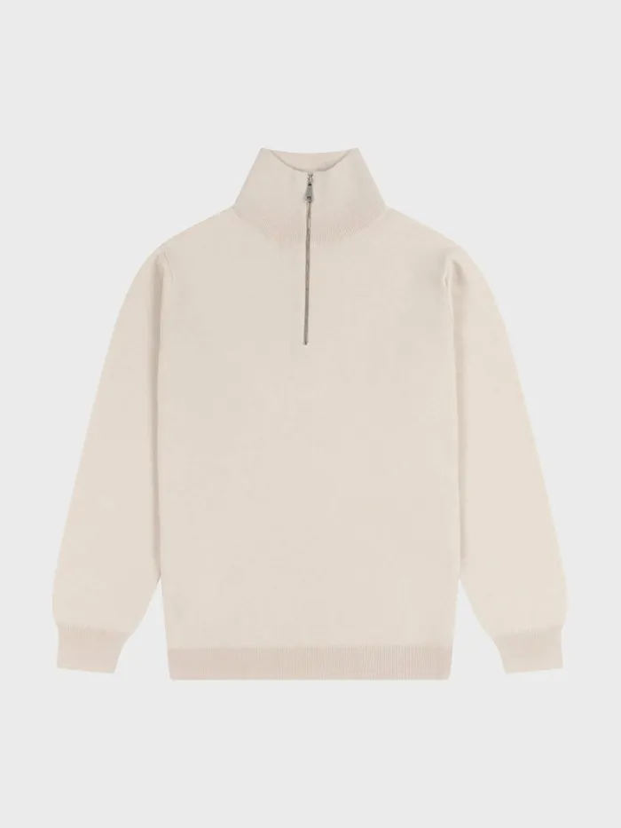 Men Begg X Co Sweaters Heriot Zip Cashmere Sweater Earl Grey