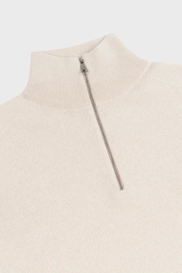 Men Begg X Co Sweaters Heriot Zip Cashmere Sweater Earl Grey