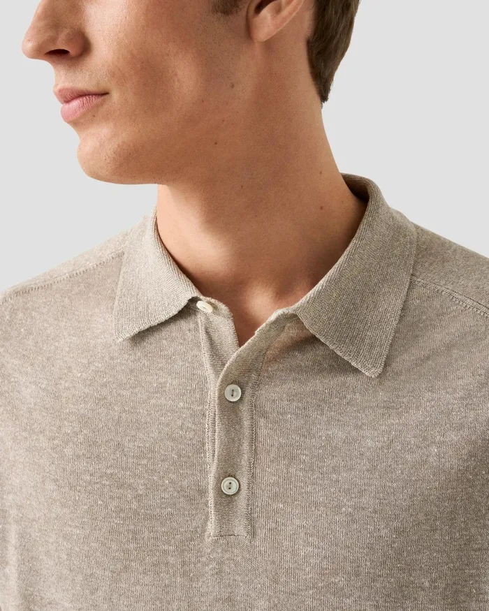 Men Knit Polo Shirt Brown Eton Knitwear Men Knit Polo Shirt Brown Eton Knitwear