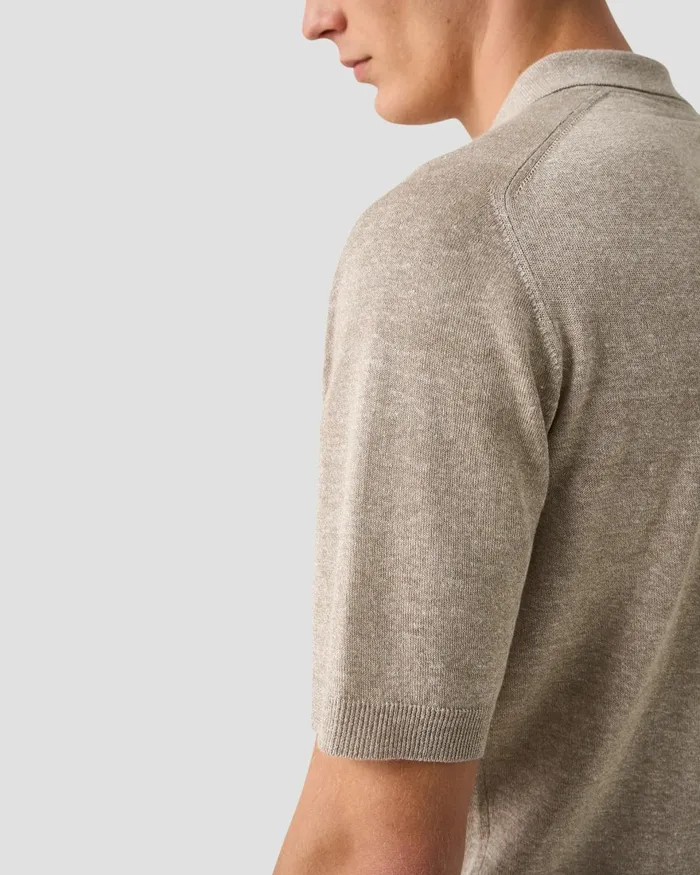Men Knit Polo Shirt Brown Eton Knitwear Men Knit Polo Shirt Brown Eton Knitwear