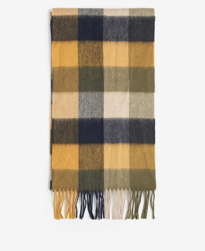 Men Scarves and Handkerchiefs Barbour Large Tattersall Scarf Forest Mist