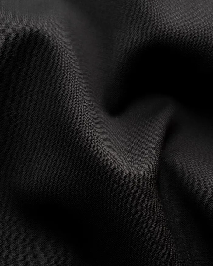 Men Solid Merino Wool Shirt Black Eton Dress Shirts