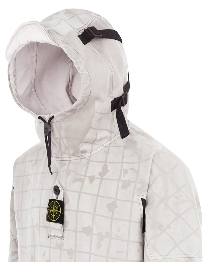 Mens 436E1 Tela FlockTc Ghillie Laser Camo Anorak In Butter Stone Island Coats 038 Jackets