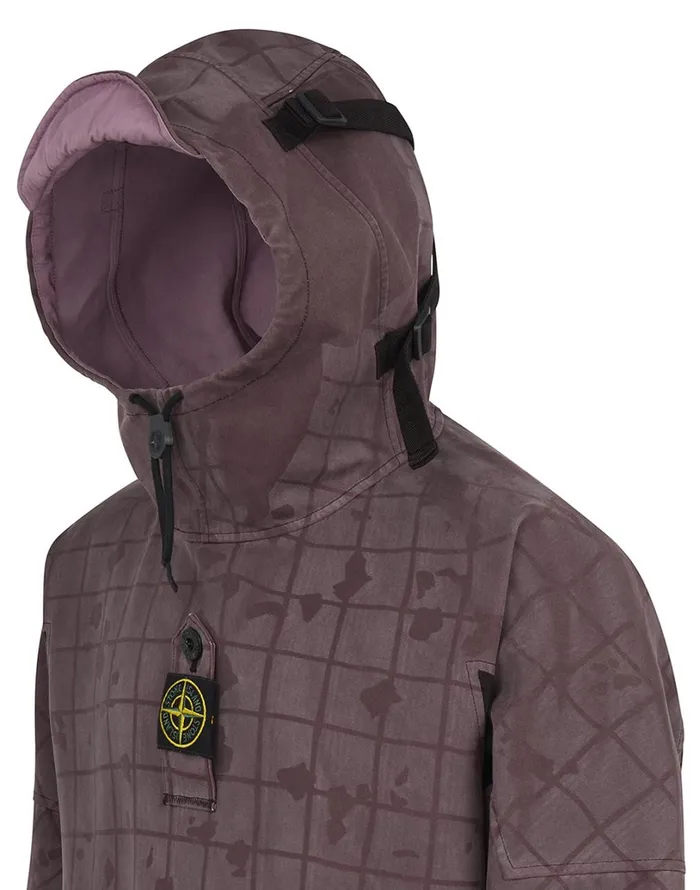 Mens 436E1 Tela FlockTc Ghillie Laser Camo Anorak In Violet Stone Island Coats 038 Jackets