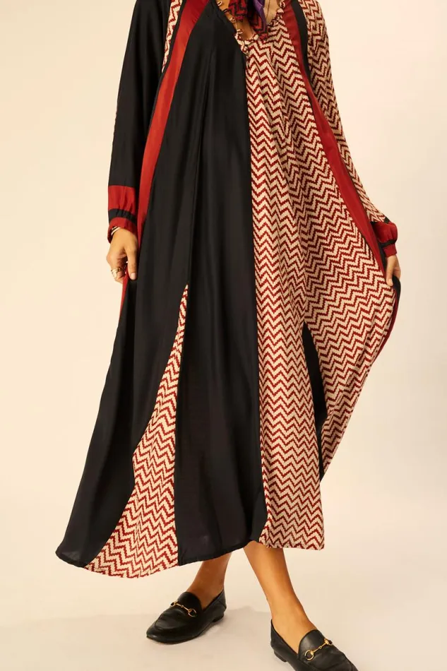 Natalie Martin FIORE MAXI Block Zigzag Noire Shop Dresses