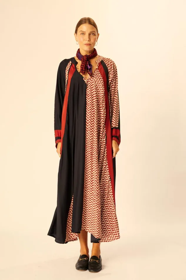 Natalie Martin FIORE MAXI Block Zigzag Noire Shop Dresses