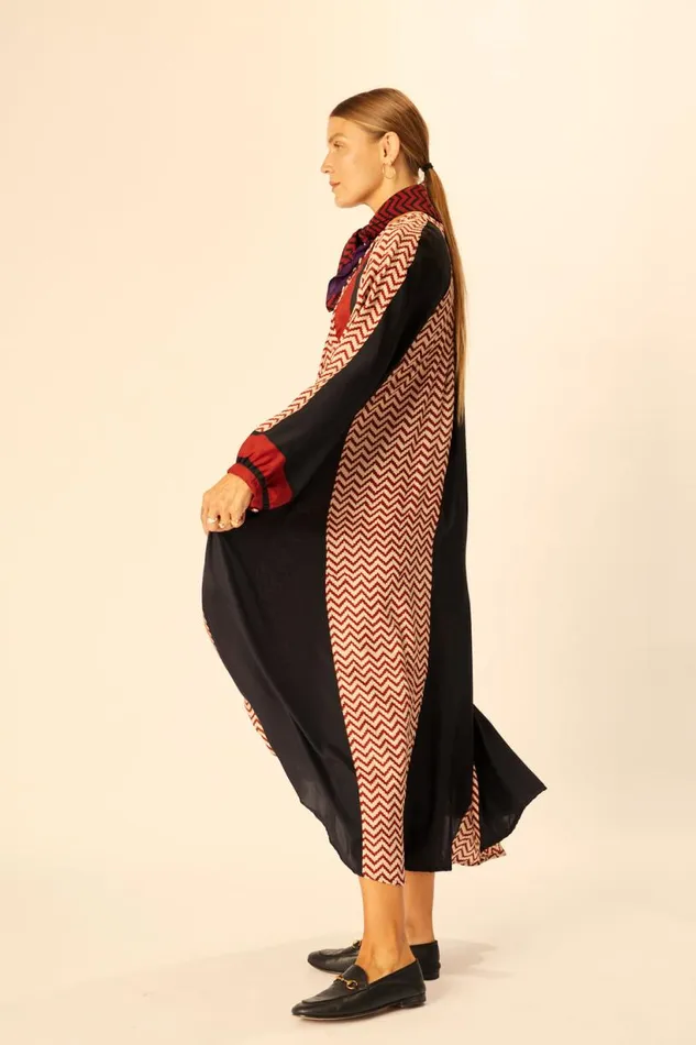 Natalie Martin FIORE MAXI Block Zigzag Noire Shop Dresses