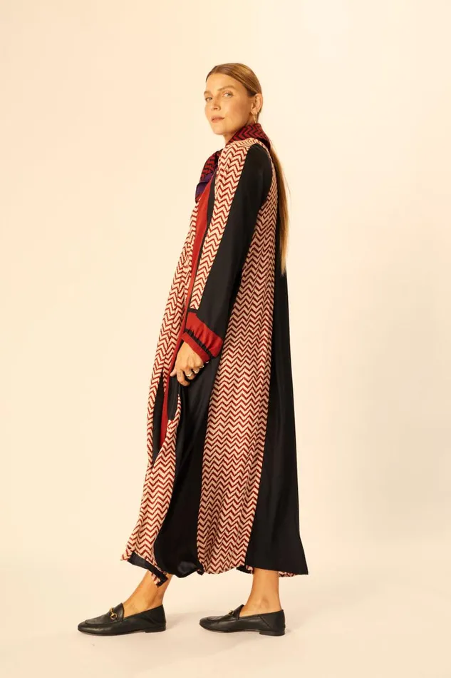 Natalie Martin FIORE MAXI Block Zigzag Noire Shop Dresses