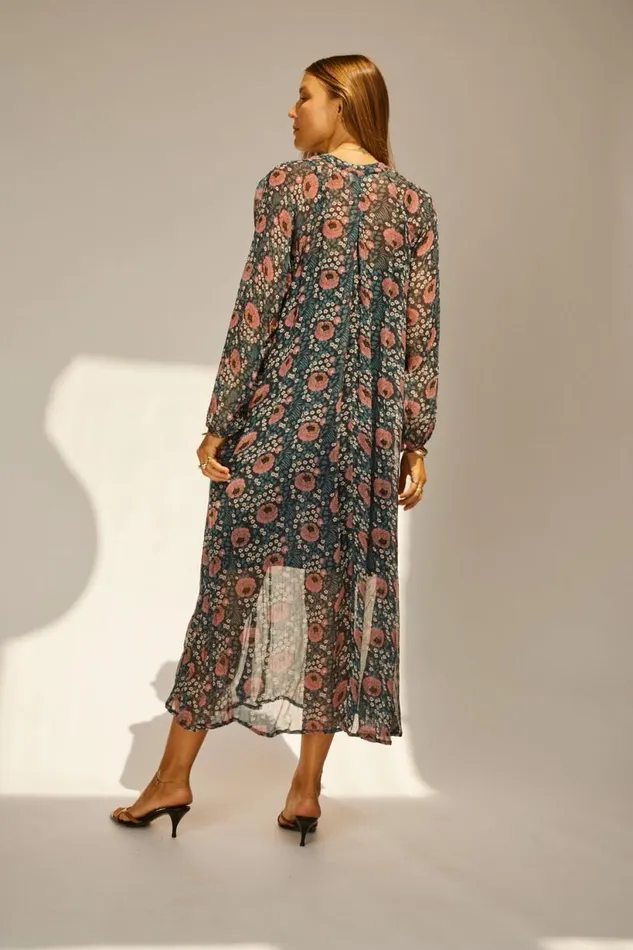 Natalie Martin FIORE MAXI Vintage Flowers Indigo Shop Dresses