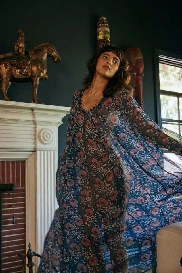 Natalie Martin FIORE MAXI Vintage Flowers Indigo Shop Dresses