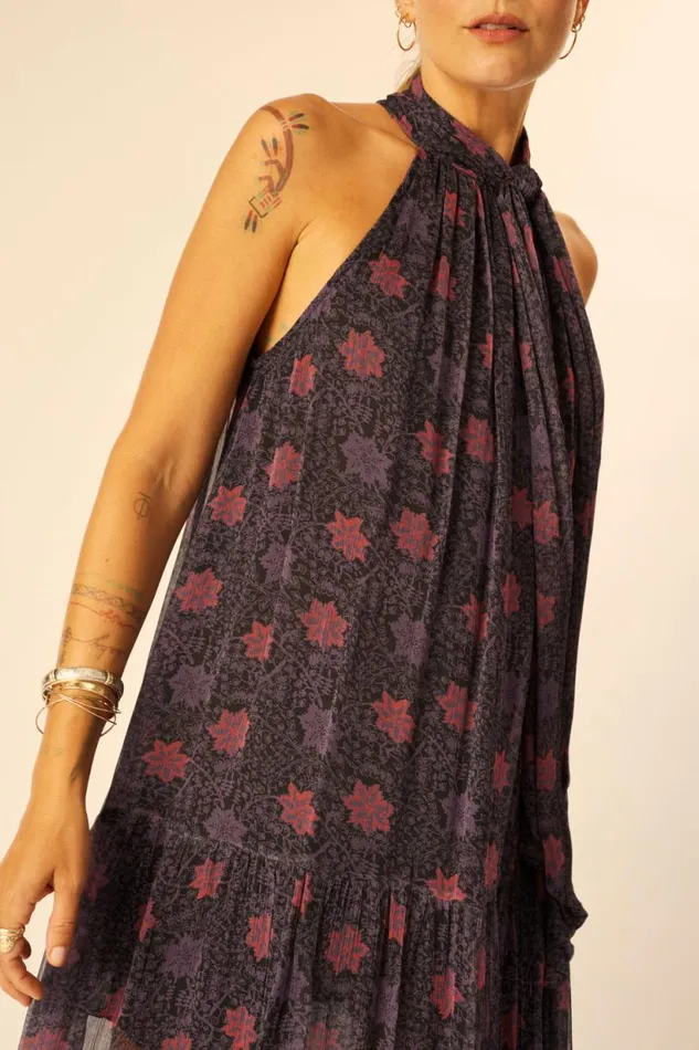 Natalie Martin INDIANA MAXI Snowflake Aubergine Shop Dresses