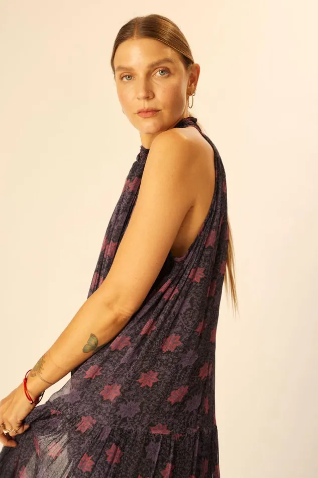 Natalie Martin INDIANA MAXI Snowflake Aubergine Shop Dresses