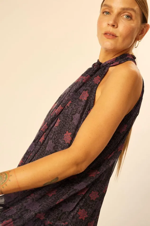 Natalie Martin INDIANA MAXI Snowflake Aubergine Shop Dresses