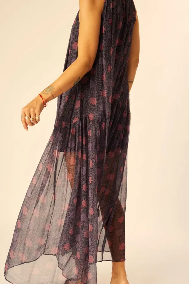 Natalie Martin INDIANA MAXI Snowflake Aubergine Shop Dresses