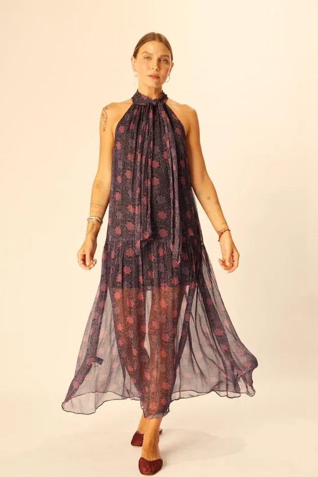 Natalie Martin INDIANA MAXI Snowflake Aubergine Shop Dresses