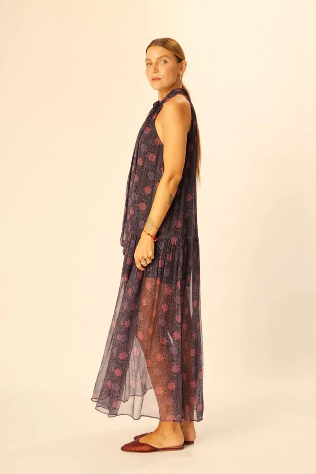 Natalie Martin INDIANA MAXI Snowflake Aubergine Shop Dresses