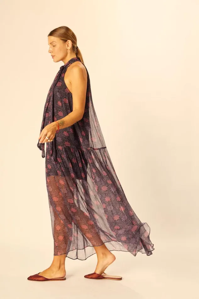 Natalie Martin INDIANA MAXI Snowflake Aubergine Shop Dresses
